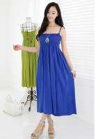 New smoking shirring dress onepiece blue Sz M/L summer  