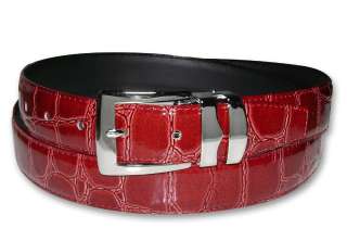 APPLE RED Bonded Leather Belt Silver Tone Buckle sz 42  