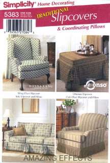 Simplicity Pattern 5383 SLIPCOVERS chair sofa, Pillows 039363270843 
