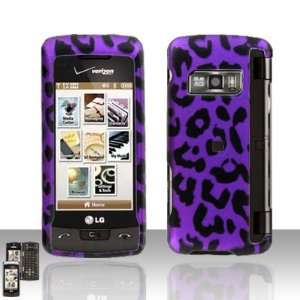  PURPLE WITH BLACK LEOPARD ANIMAL PRINT RUBBERIZED SNAP ON 