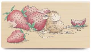   Strawberries House Mouse Mounted Rubber Stamp 2X4 HMIR 1002  