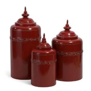   Business 56139 3 Red Metal Canisters   Set of 3