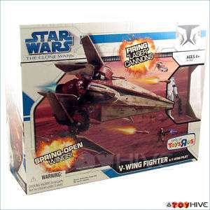 Star Wars Clone Wars vehicle V Wing Fighter Pilot TRU  