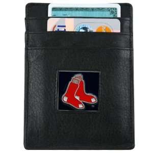  Boston Red Sox Black Leather Card Holder & Money Clip 