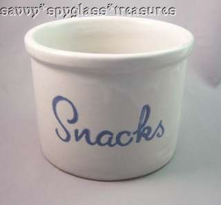 Vintage Western? Stoneware Blue Stencil Snacks Crock  