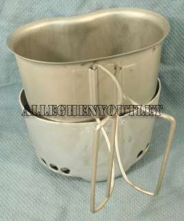USGI Military Stainless Steel USED CANTEEN CUP and STOVE / STAND NEW 