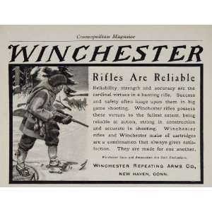 1906 Ad Winchester Rifle Gun Hunting Hunter Snowshoes   Original Print 