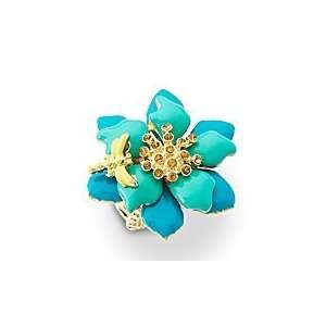    Turq0uise Green Dragonfly Flower Cocktail Ring 