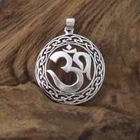Round Celtic Aum/Om Symbol Sterling Silver Pendant