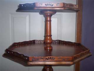 Walnut & Rosewood 2 Tier Table/Dumbwaiter Table  