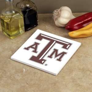 Texas A&M Aggies White 7.5 Square Tumbled Stone Trivet  