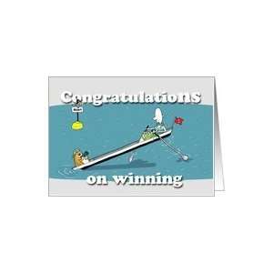  Funny rowing boat card, congratulations, Fat Cat and 
