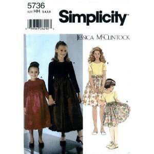  Simplicity 5736 Sewing Pattern Jessica McClintock Girls 