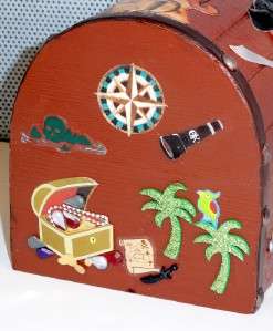   Kids Decorated Wood Pirate Treasure Chest Jewelry/Trinket Box  