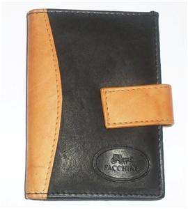 NEW FACCHINO 20 SLOT credit card wallet in BLACK & TAN  