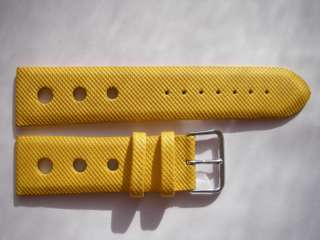 Yellow fibertreat top XL pinhole leather watch band 24 mm  