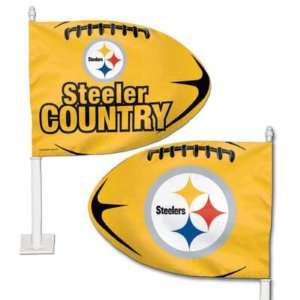  Steelers Football Shaped Car Flag Steeler Country