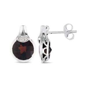   Accent Stud Earrings in Sterling Silver 8.0mm garnet rings Jewelry