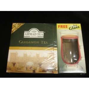Ahmad Tea  Cardamom Tea  100 Tea Bags PLUS FREE Tea Glass  