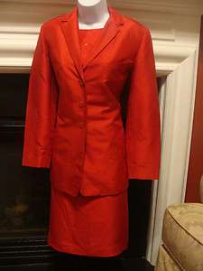 Women Beautiful Red Silk 3 piece suit By Travis Ayers, SZ 8 MOB Church 
