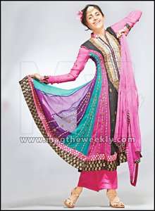   Designer Bridal Salwar Kameez Anarkali Black Multi Color Heavy Work