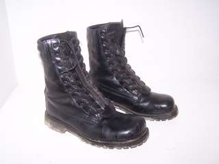   AMERICAN BOOT MFG BLACK LEATHER STEEL TOE WORK BOOTS SIZE 8 EE ZIP