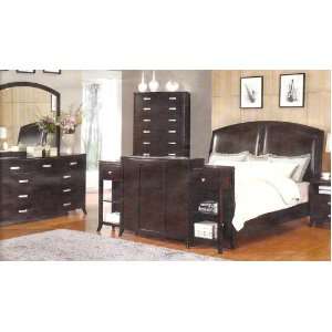Thomasville King Size Cappuccino Leather Bedroom 6 Pc Set  