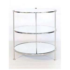  Worlds Away 3 Tier Nickel Plated Table with Plain Mirrored 