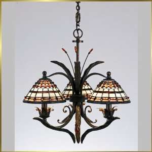 Tiffany Chandelier, QZTF393GZ, 3 lights, Antique Bronze, 22 wide X 21 