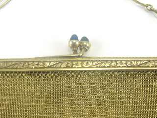 Antique 14K Yellow Gold Purse Pocket Book Flapper Mesh Weave 1920s 