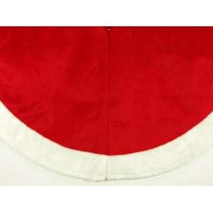   48 Red Plush Christmas Tree Skirt with White Border