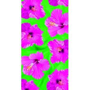   Green Hibiscus Flowers Terry Velour Beach/Bath Towel