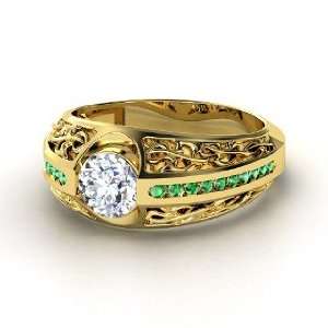  Vintage Romance Ring, Round Diamond 14K Yellow Gold Ring 