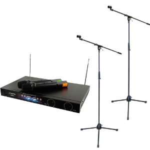PDWM2450 Wireless 2 Channel VHF Microphone System With 2 Microphones 